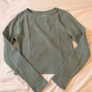 PacSun Sage Green Ribbed Long Sleeve Top